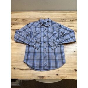 Fox Men's Plaid Long Sleeve Pearl Snap Motorcycle Embroidered Shirt Size Small